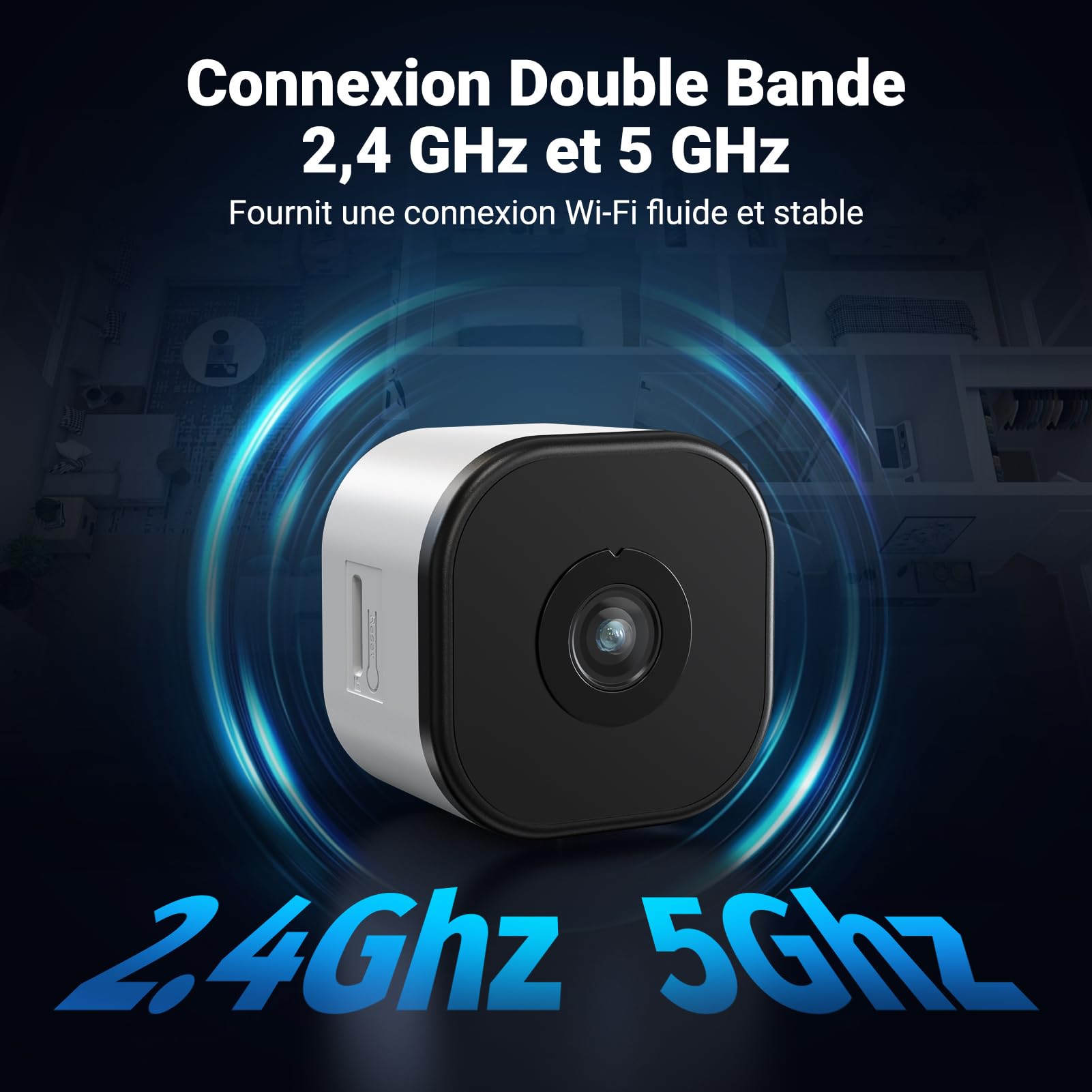 Caméra Magnétique pour Fenêtre 2K Sans Perçage, Surveillance Wi-Fi 2,4/5 GHz Intérieur, Vision Nocturne Couleur Starlight, Détection Personnes, Enregistrement 24/7