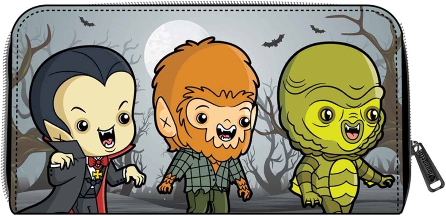 Loungefly Universal Monsters Chibi Faux Leather Zip Wallet