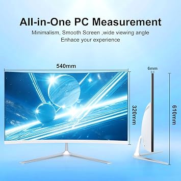 23.8 All-in-One Computer Curved Display White Minimalist Design for Work