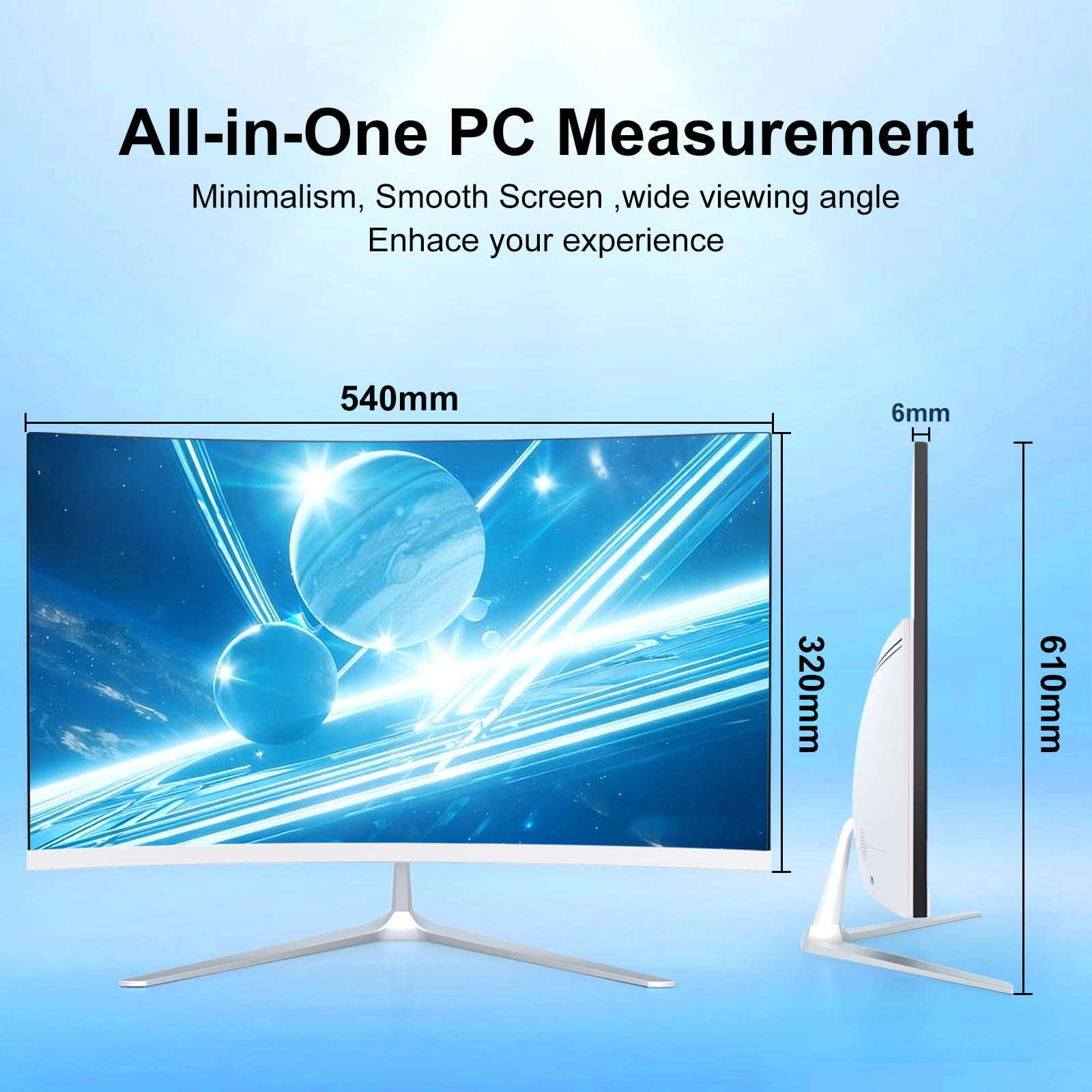 23.8" All-in-One Computer Curved Display White Minimalist Design for Work | 4 Cores Core i7 7700HQ(up to 3.8Ghz) 16GB RAM 512GB SSD Dual-Band WiFi Bluetooth 5.0 Complete with Wired Keyboard & Mouse image 7