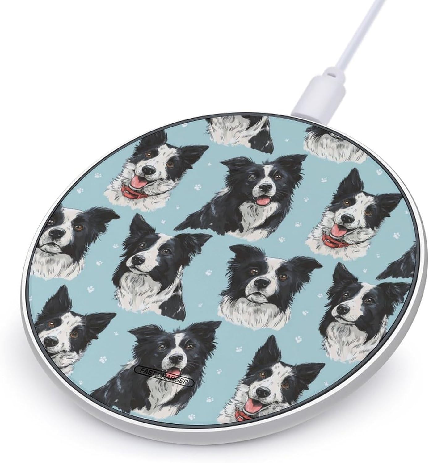Border Collie Dogs Novelty Wireless Charger Funny 10W Fast Charging Pad Mat for Cell Phone