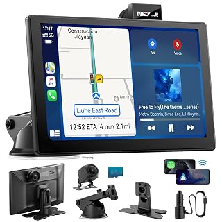 IK9 9" Wireless CarPlay & Android Auto Screen, Portable Car Stereo with 4K Dash Cam & 1080p Rear Camera, CarPlay with Backup Camera, Touch Screen GPS Display, Mirror Link, Apple Car Play Screen - Amazon product rated Grade A