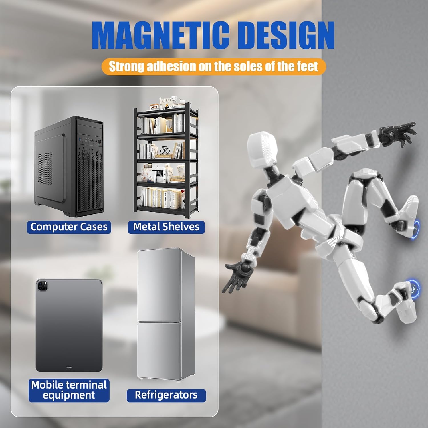 Magnetic Action Figure Set - 6-Pack T13 Titan 13 Robot with Weapons, Poseable Multi-Colored Toys for Boys Kids, Easter, Creative Battle Play Collection - Image 3