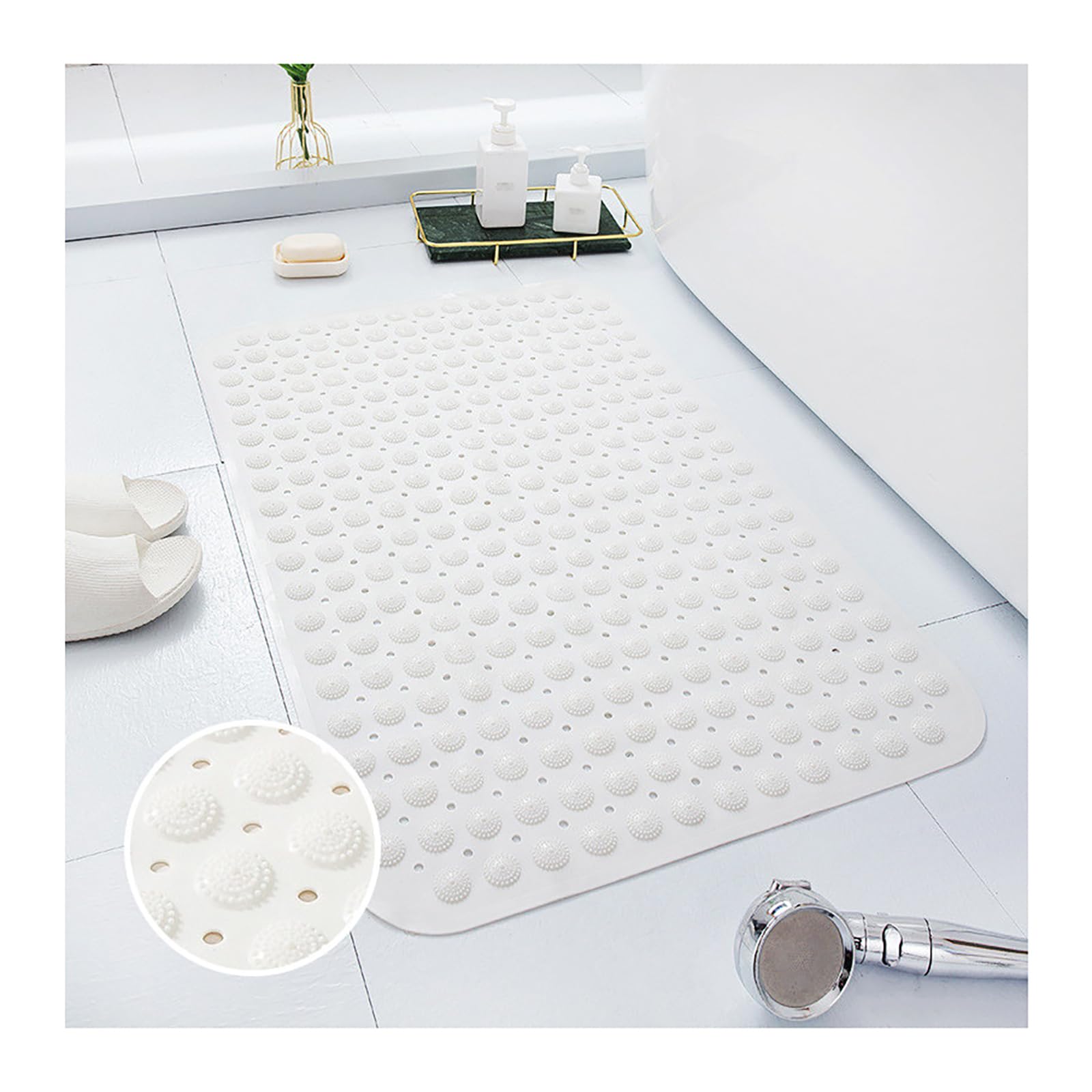 rutschfeste Badewanne mit Saugnäpfen, Weich Duschmatte rutschfest, Komfort Sicherheits Badewannenmatte mit Ablauflöchern, PVC Massage Duschmatten für Nassbereiche,I,57x88cm/22x35in