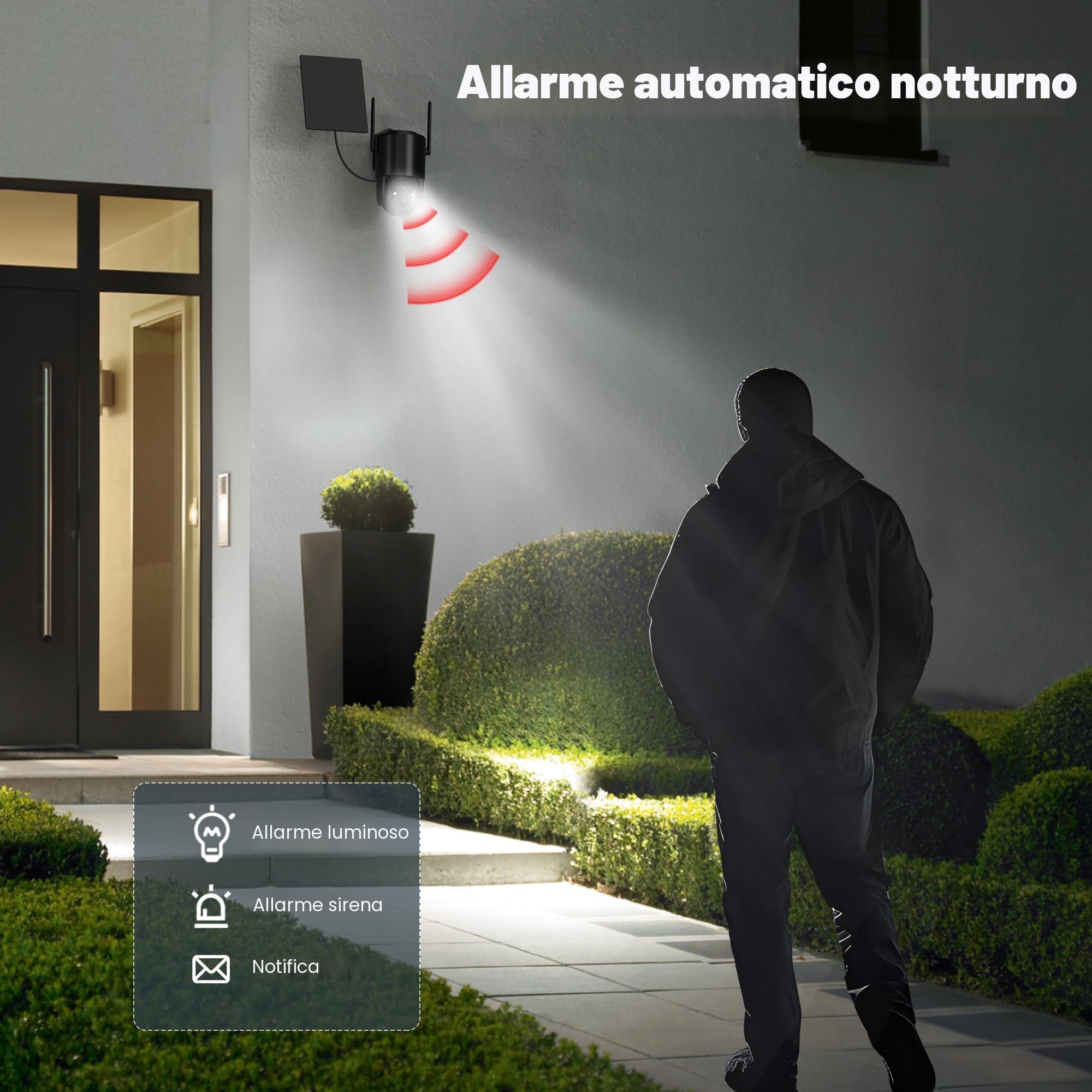 YUPBOE 2Pack Telecamera WiFi Esterno Senza Fili: 2K Telecamera Wi-Fi Esterno Batteria 360° PTZ Telecamera Esterna con Pannello Solare Fotocameras di Sorveglianza Solare PIR Visione Notturna a Colori