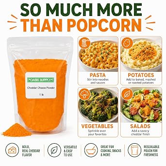 Oasis Supply Cheddar Cheese Powder, Rich Savory Cheese Seasoning for Popcorn, Pretzels, Pasta, Potatoes, Sauces, Dips & Snacks, BULK, 4lb (64oz)