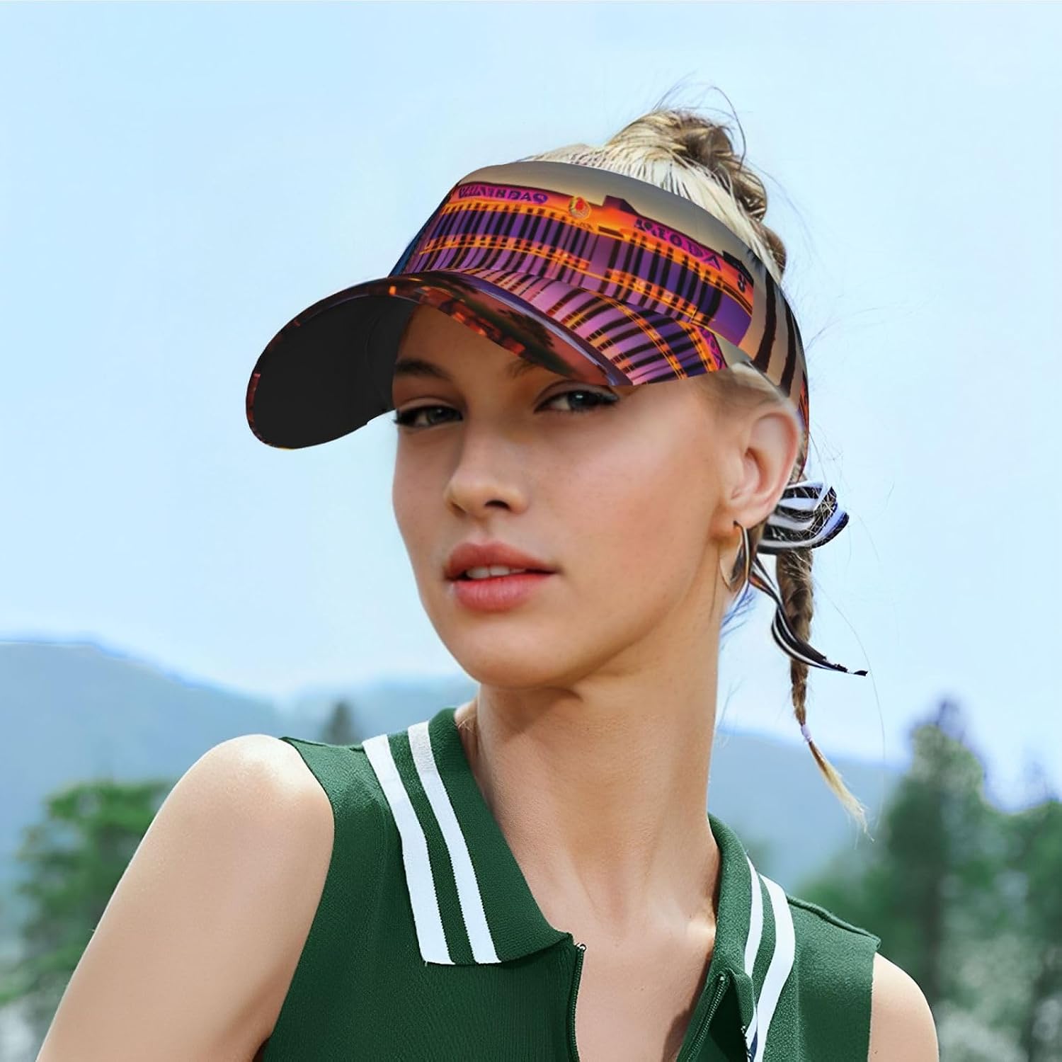 Las Vegas Sunset 1 Print Sports Sun Visor Hats Adjustable Running Golf Tennis Sun Cap for Women Men Black