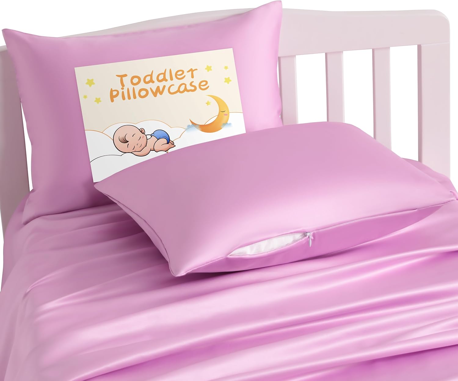NTBAY Zippered Silk Satin Toddler Pillowcases – 2 Pack
