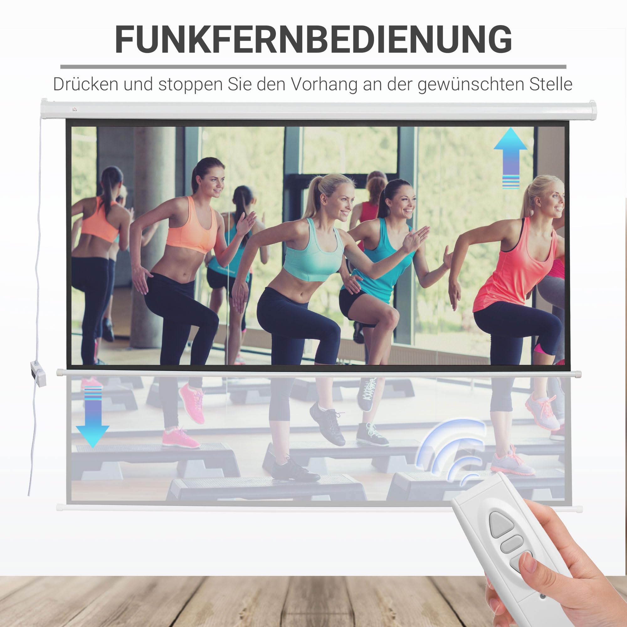 HOMCOM Beamerscherm 187 x 150 cm 80 inch 16:9 HD 4K projectiescherm rolscherm voor thuisbioscoop of kantoorpresentaties