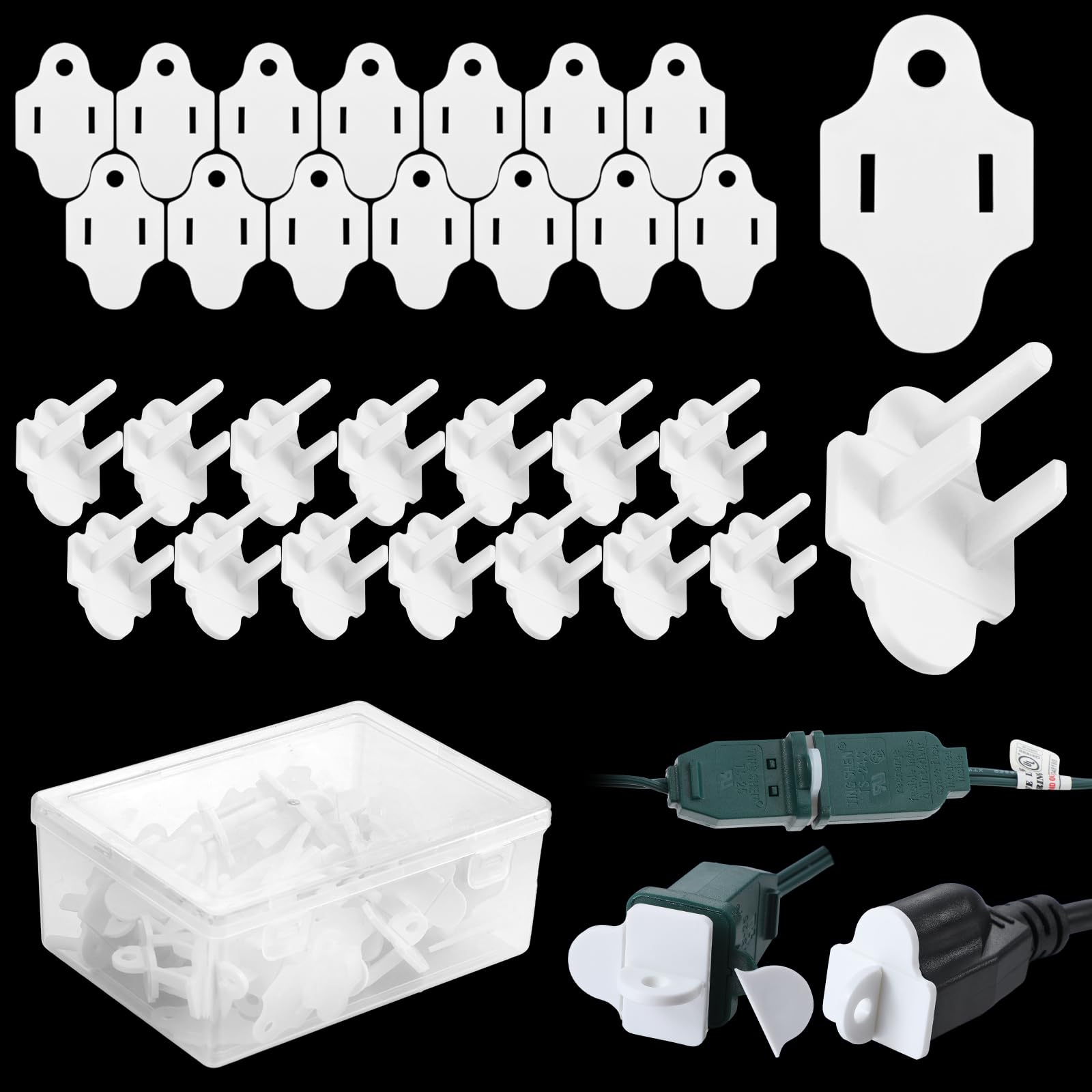 15 Sets White Christmas Light Weatherproof Gaskets and Plug Covers