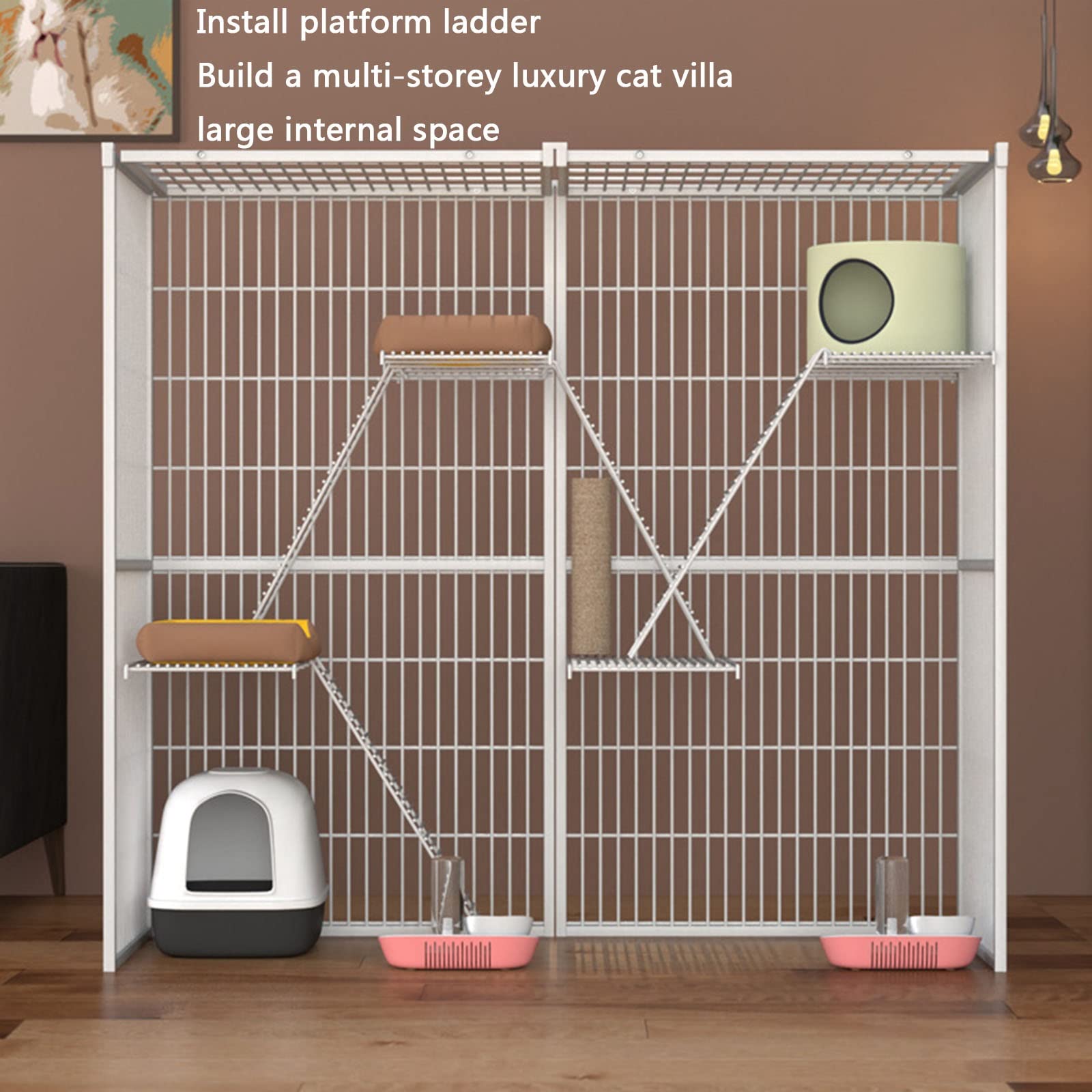 Jaulas para Gatos de Interior, Jaula para Conejos de Interior, recinto para Gatos de Exterior, Jaula de Metal para Gatos, Jaula para Hurones con Puertas, rampas y escaleras adecuadas para hu