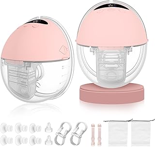 Milchpumpe Elektrisch Handsfree, Tragbare Milchpumpe Freihändig & Leise, 4 Modi und 12 Saugstufen, Wiederaufladbare Elektrische Milchpumpe mit 19/21/24 mm Flansch (Pink, 24mm)
