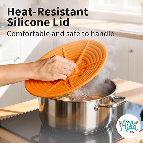 Miniatura 4 de Food-Grade Silicone Universal Pot Lid – Heat-Resistant Multi-Size Cover for Pots, Pans, Skillets & Woks – BPA-Free, Microwave & Dishwasher Safe (4–8