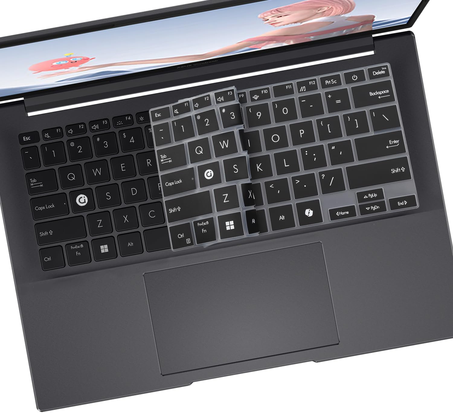 2 PCS Keyboard Cover Skin for ASUS Vivobook S 14 OLED Laptop M5406 S5406 S5406MA-AS96 14-inch, 2024 New Vivobook S 14 OLED 14-inch Laptop US Layout Keyboard Protective Cover Skin -Black+Clear image 4