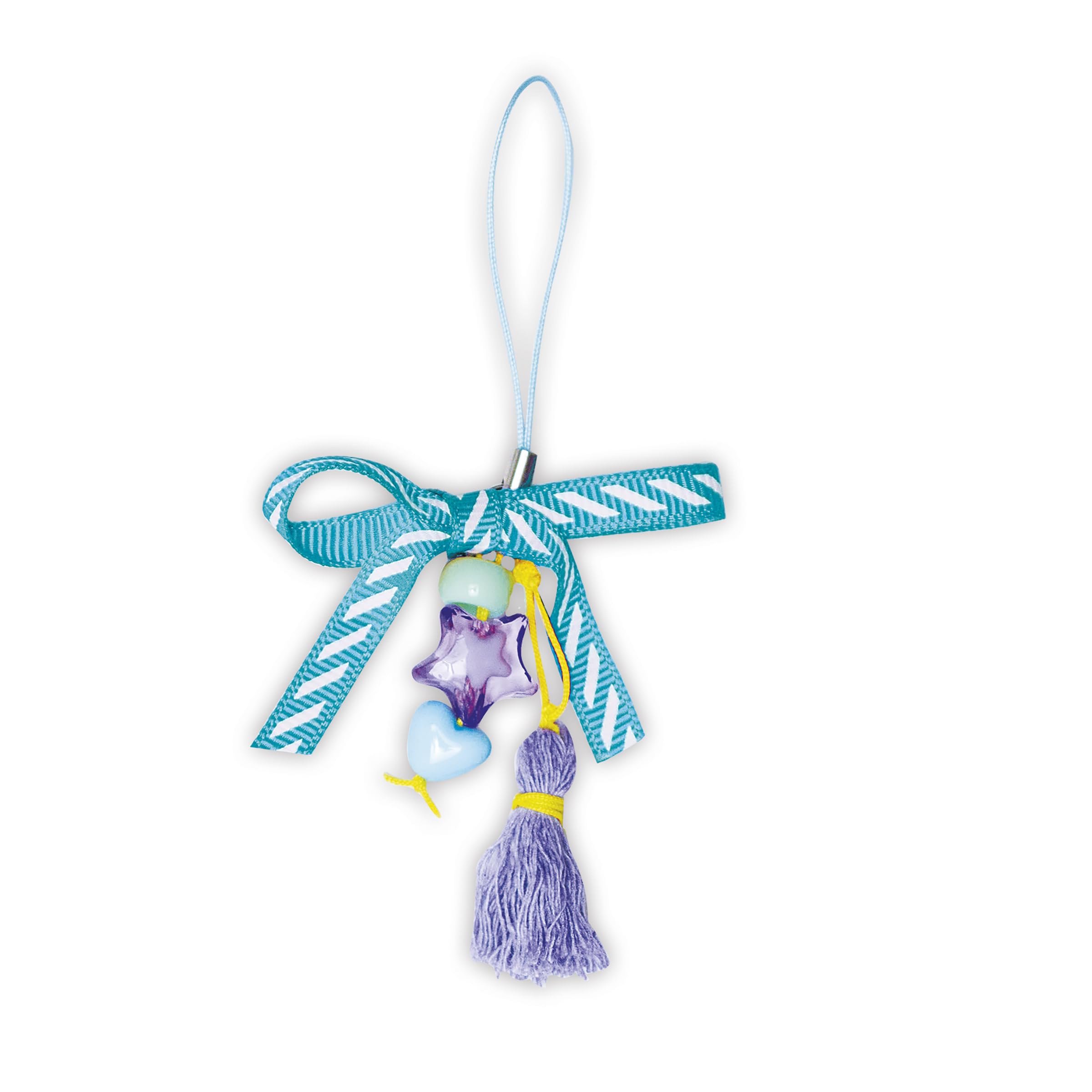 Janod – Kit Créatif Bijoux de Sac – 6 Accessoires à Personnaliser (4 Grands Bijoux + 2 Grigris) – Perles Colorées, Fils Macramé, Rubans – Activité DIY Dès 7 Ans – Coffret Cadeau