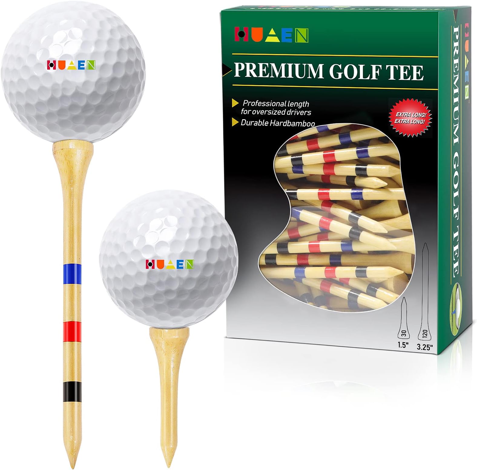 Golf Tees Bamboo Tees 150 Pack 3-1/4 Inch Unbreakable Long Tees Bulk,Low Friction and Resistance