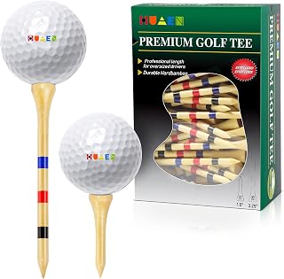 HUAEN Golf Tees Bamboo Tees 150 Pack 3-1/4 Inch Unbreakable Long Tees Bulk,Low Friction and Resistance