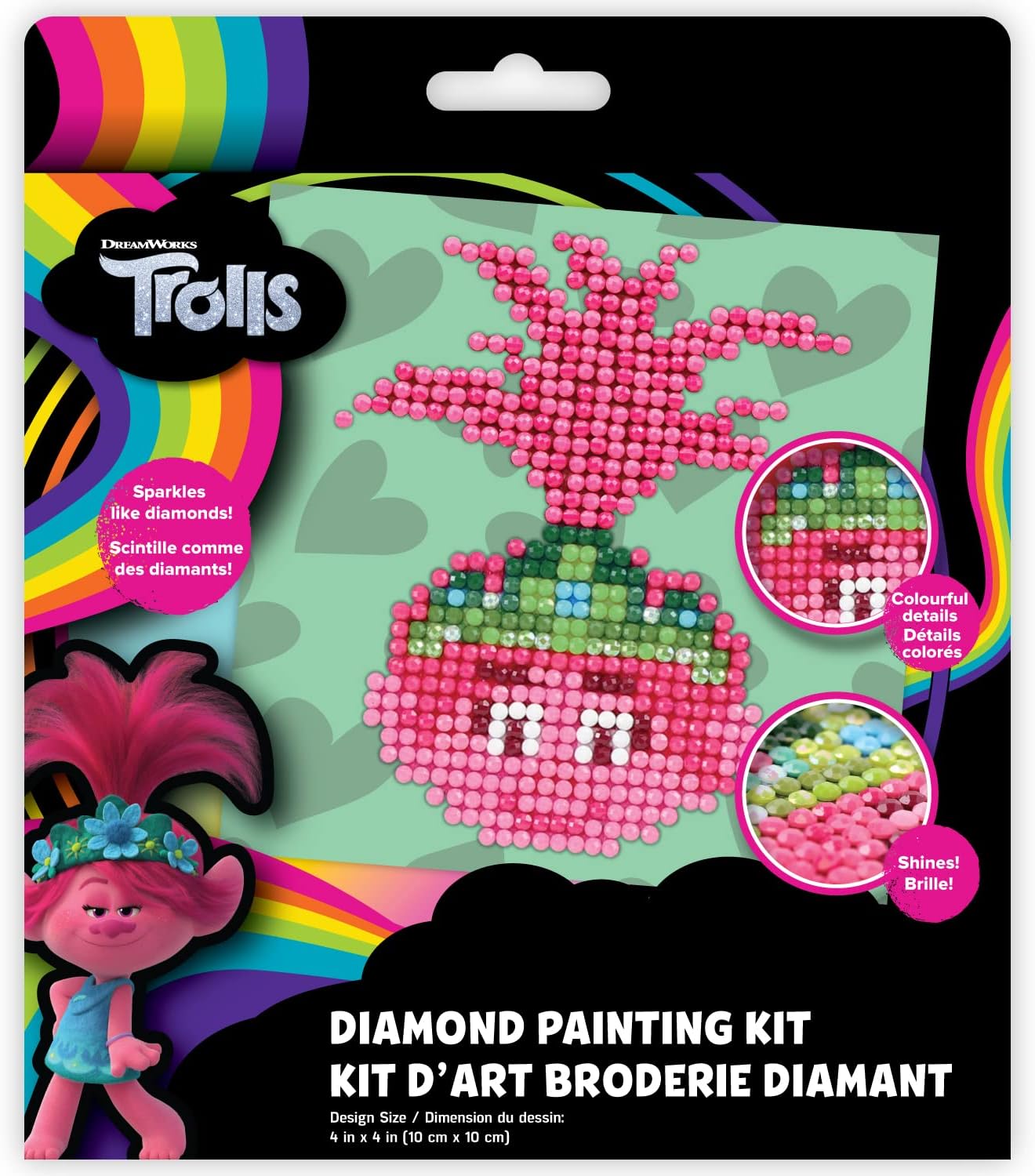 Camelot Dots NBC Universal Collection of Diamond Facet Painting Art Kits, 4" x 4", Poppy Fun
