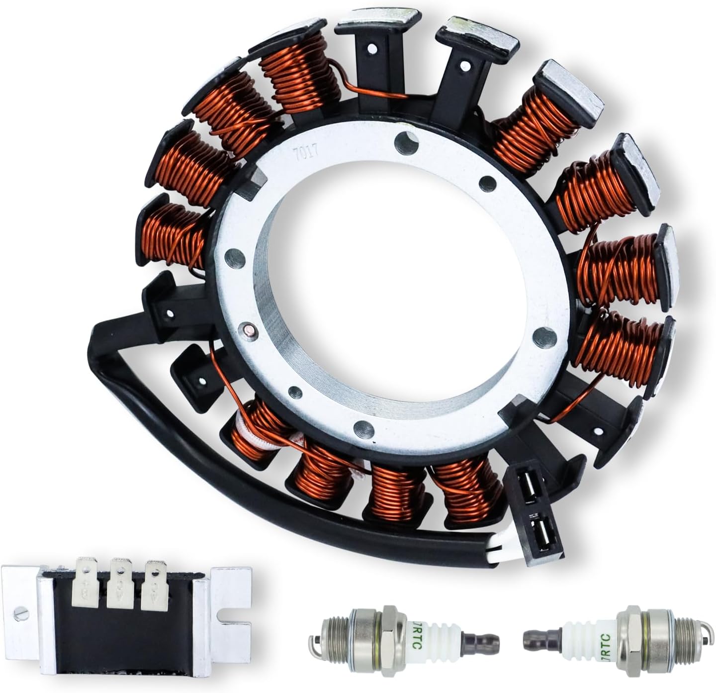 59031-7009 Charging Coil 15 AMP Stator for Kawasaki FH381V FH430V FH451V FH480V FH500V FH541V FH580V FH601V FH641V FH680V FH721V 4 Stroke Engine with 21066-7011 Voltage Regulator&Spark Plug