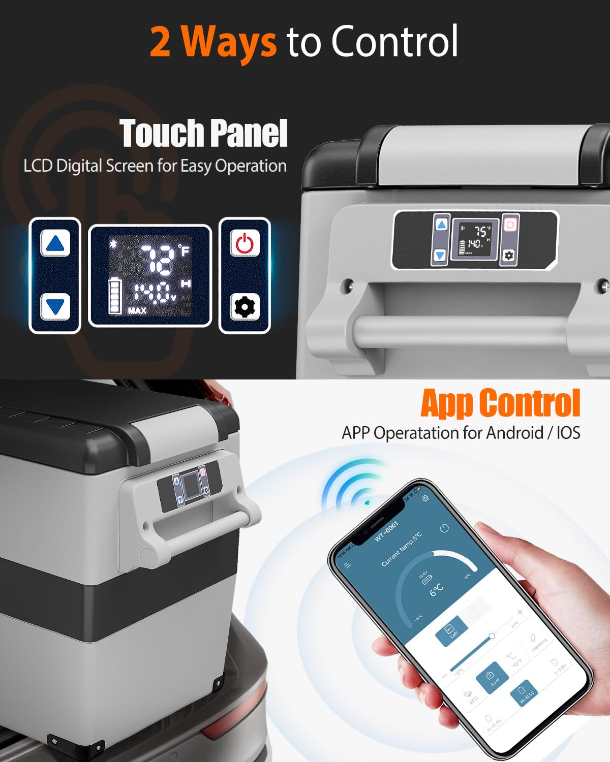 Car Fridge Portable 12V Refrigerator - 48 Quart 45L Electric Cooler with AC DC for Truck Van RV — view 4