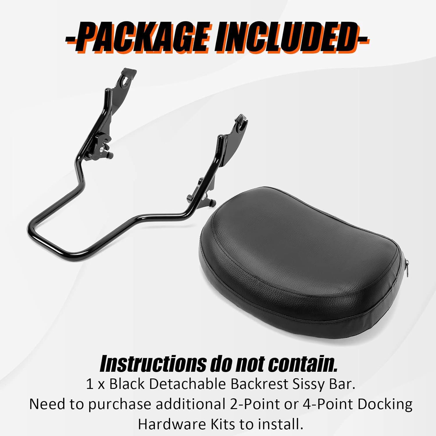 ECOTRIC Detachable Passenger Backrest, Quick Release Sissy Bar Fit for Harley Davidson Street Glide Road Glide Road King Electra Glide Ultra Limited 2009-2024