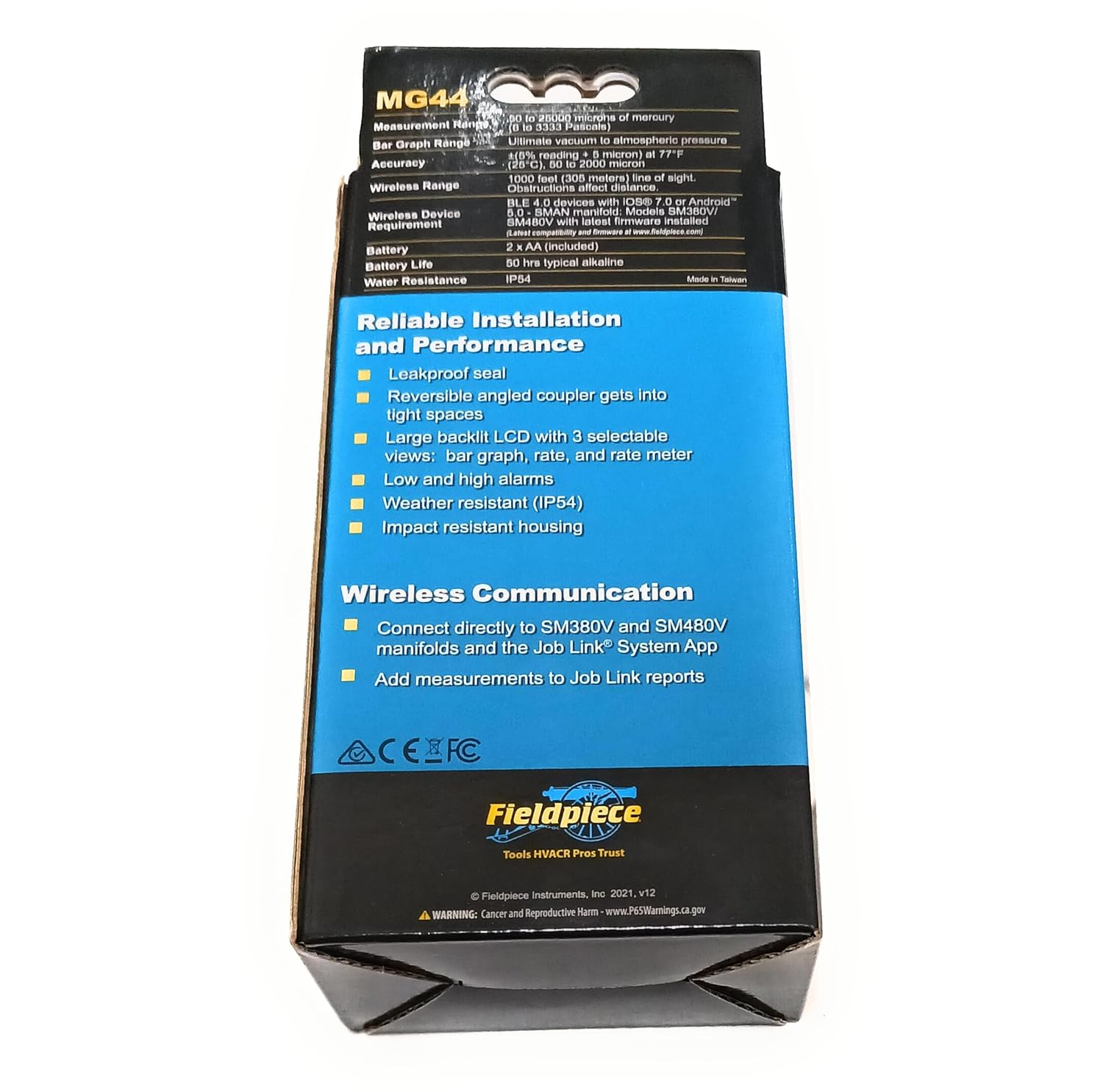 Fieldpiece MG44 Wireless Vacuum Gauge in box, front view