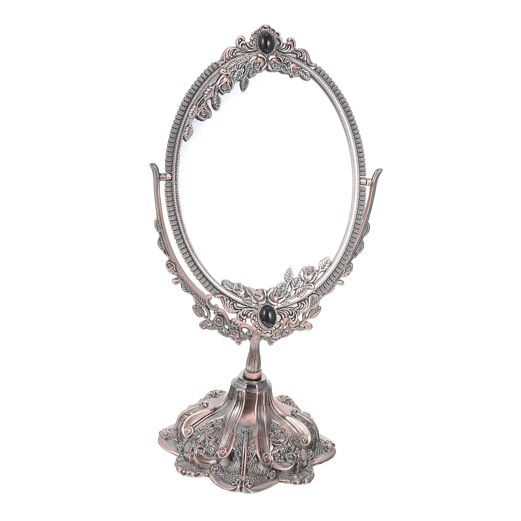 Didiseaon Specchiera Trucco Vintage Bifacciale in Lega di Zinco, Girevole, Base Piatta, Stile Europeo per Trucco e Matrimonio