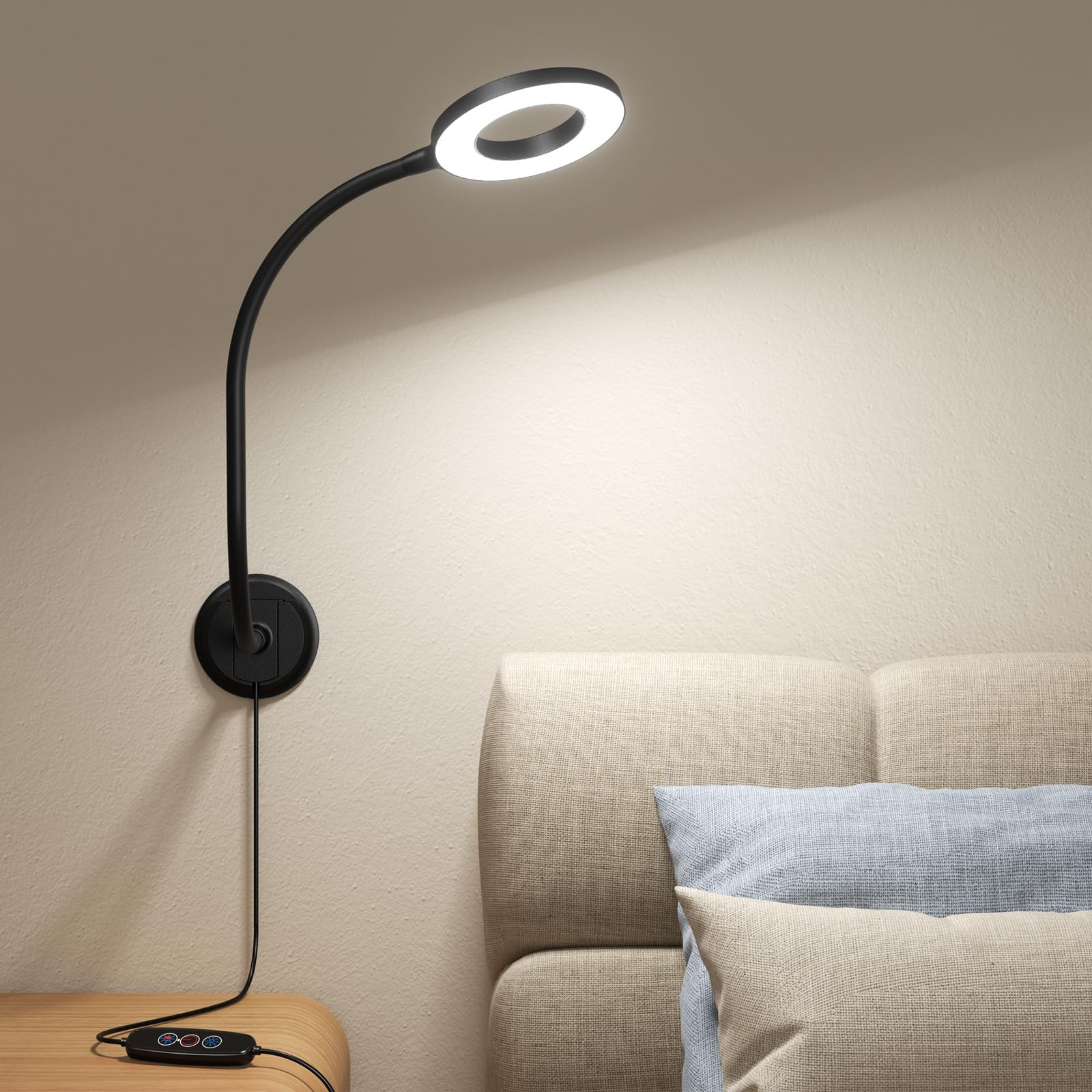 Kaulsoue Wall Mounted Lamp, Reading Light for Book in Bed at Night ...
