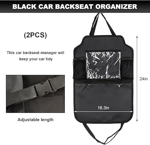 Miniatura 2 de Organizador de asiento trasero de automóvil, 2 piezas, protector de asiento trasero de automóvil Oxford con soporte para tableta de pantalla táctil,