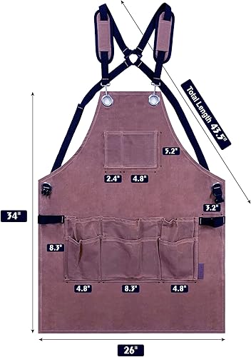 Miniatura 3 de OPTIGRAM Delantal para herramientas de carpintería, lona encerada de 22 onzas, duradero y resistente, ajustable a la talla S a XXL, Multi
