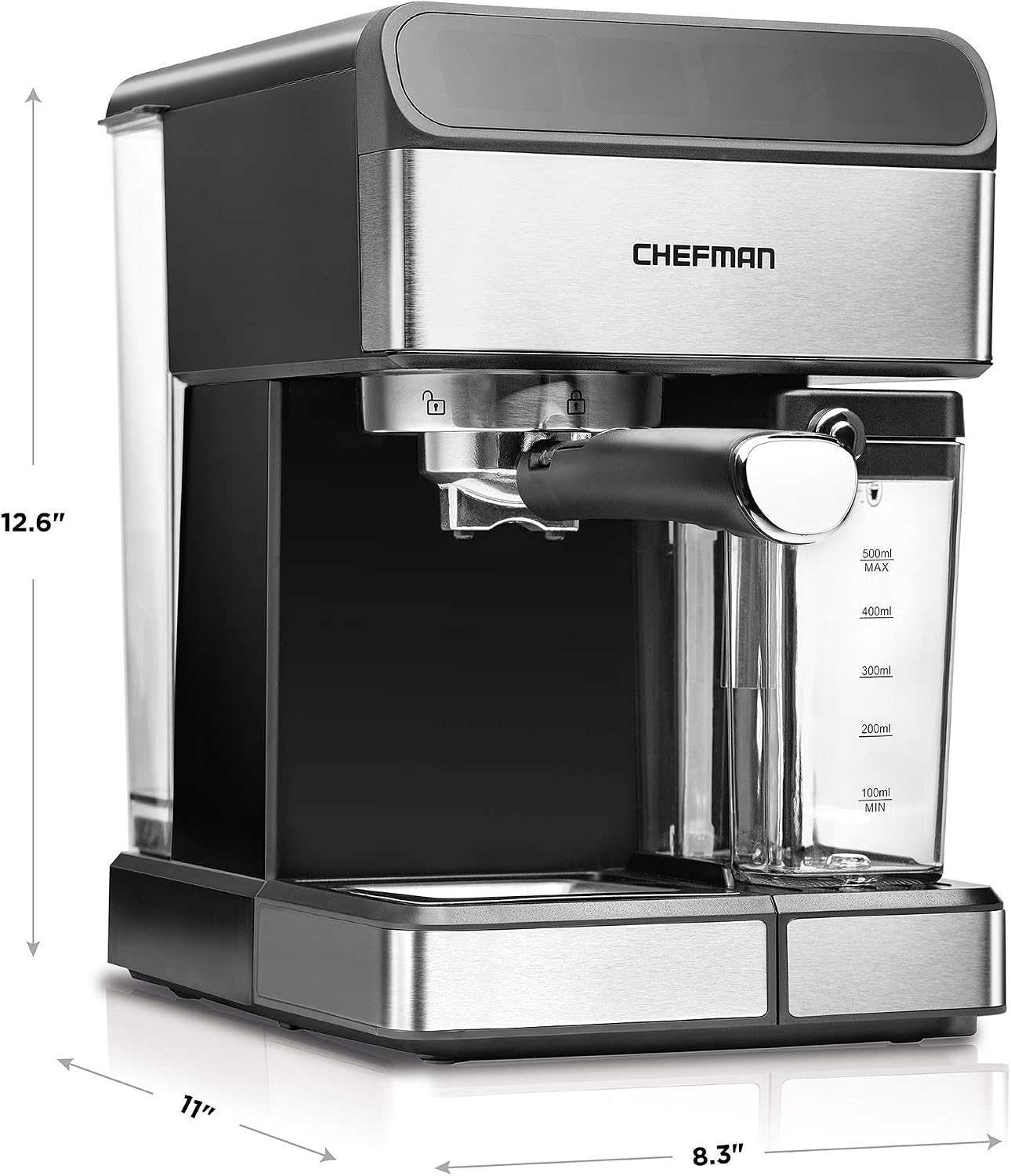 Amazon.com: Chefman 6 en 1 Máquina de espresso potente bomba de 15 barras,  toma simple o doble, espuma de leche incorporada para capuchino y café  latte, depósito de agua XL de 1,8