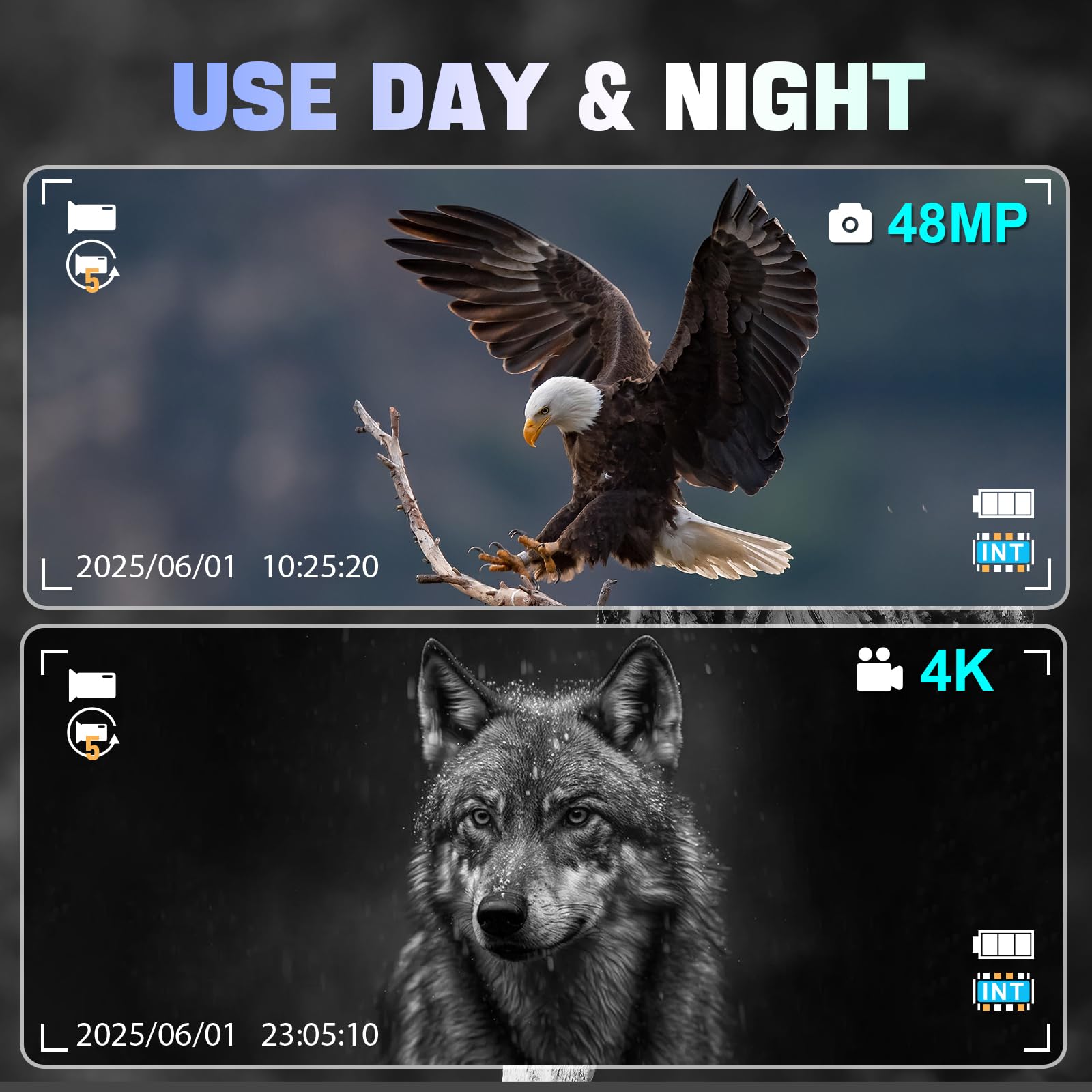 4K 48MP Nachtsichtgerät, 2.4" HD Digital Infrarot Fernglas Nachtsicht mit 7 Stufen Infrarot, 2500mAh Wiederaufladbares, 8X Digitalzoom für Wildtierbeobachtung, Camping