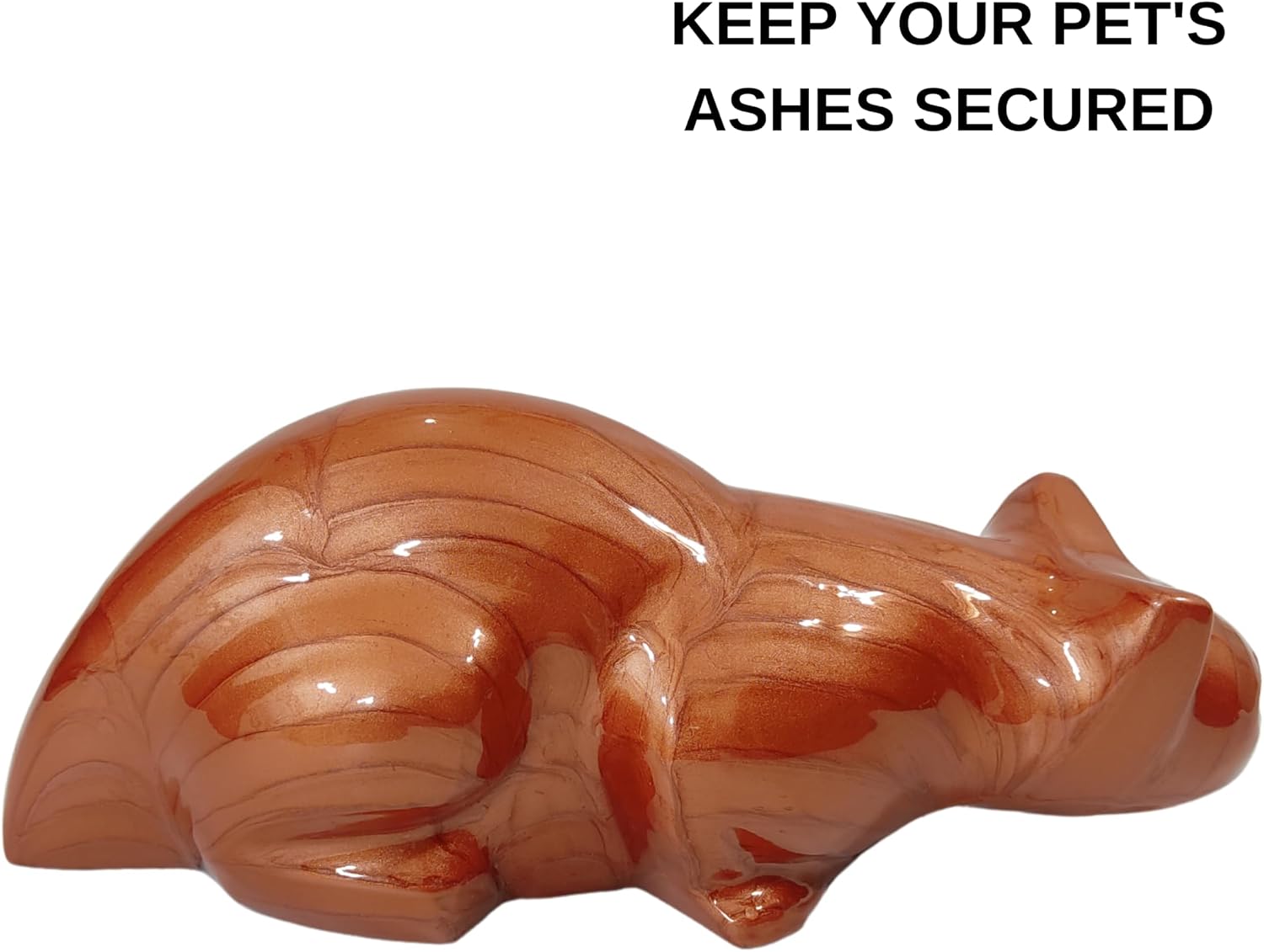 Cat Memorial Urn, Beautiful Container for Ashes - Cremation Keepsake for Remembering Pets - Decorative cat urn-Enamel Finish urn 42 Cubic Inch Capacity-URN for cat Ashes (Brown) image 5