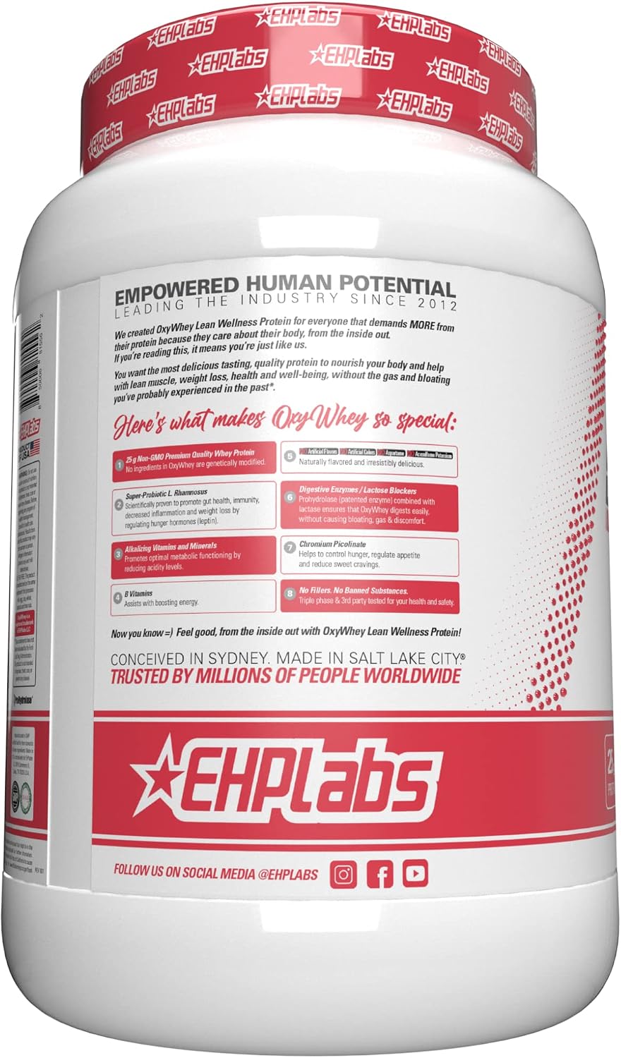 EHPlabs OxyWhey Whey Protein Powder Protein Shake - 25g of Whey Protein Isolate Meal Replacement Shake, Non-GMO, Post Workout Protein Shakes, Isolate Protein Powder - 27 Serves (Raspberry Cheesecake)