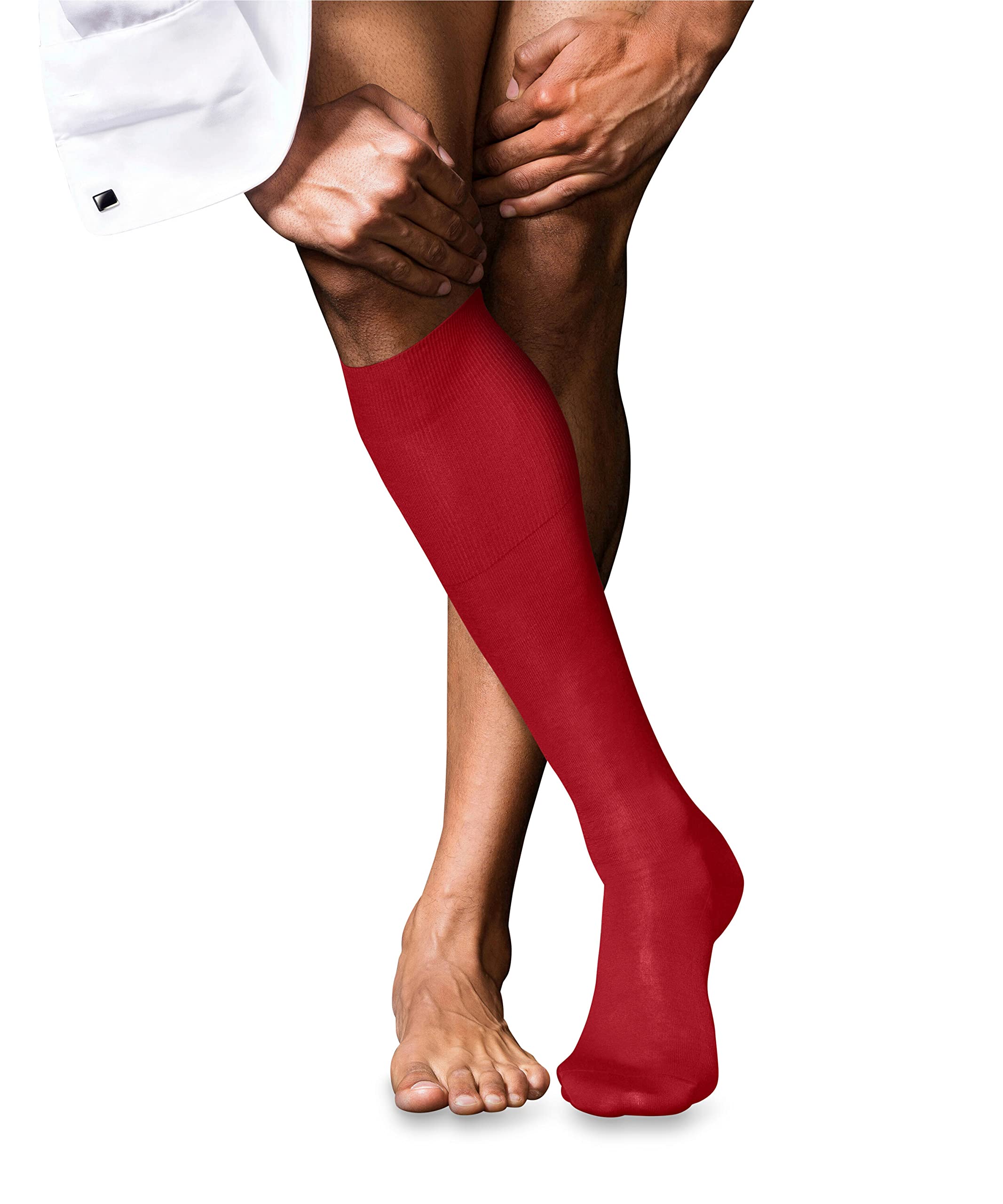 FALKE homme No. 9 chaussettes longues respirantes coton brillance légère renforcées couture plate aux orteils unies haute qualité élégantes pour tenues habillées et travail 1 paire