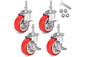 3" Heavy-Duty Stem Casters with Premium Brakes and Easy-Rolling Swivel Wheels