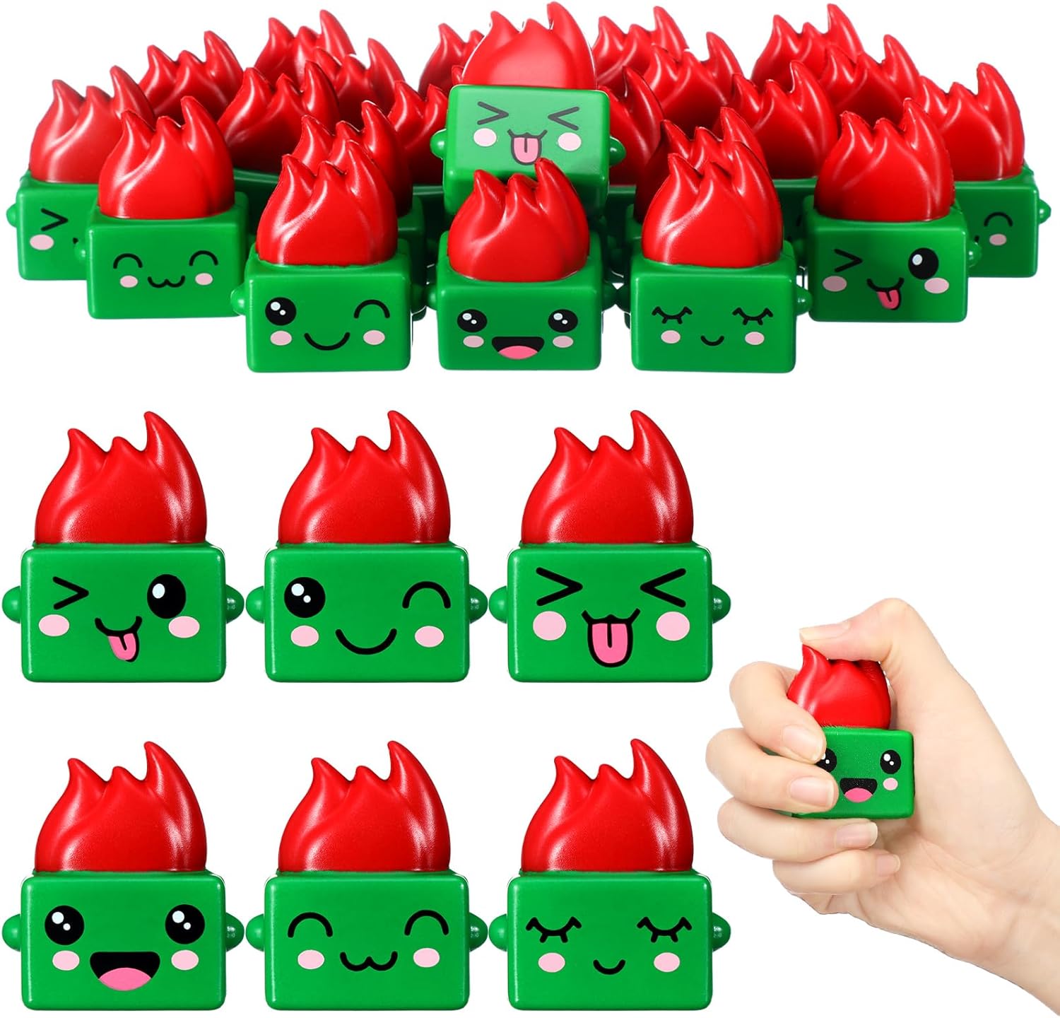 Soulchen 24 Pcs Dumpster Flame Stress Relief Balls Funny Fire Stress Relief Gifts for Adults Dumpster Flame Therapy Fidget for Relieve Study Office Work Anxiety Desktop Decor Party Interaction