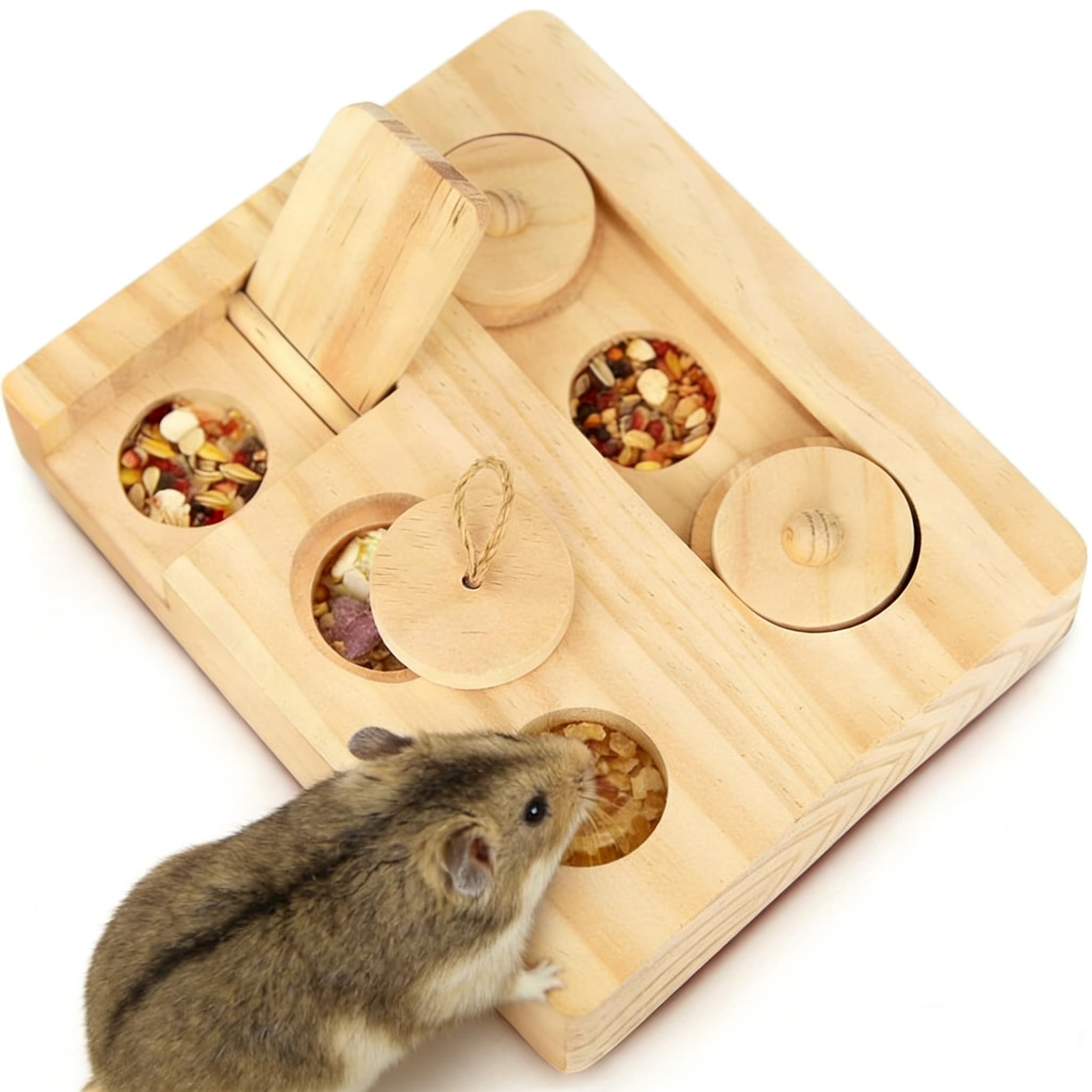 BYYDANFC Guinea Pig Toys, 6 In 1 Interactive Foraging Toy For Small Pets, Encourages, Supports Dental Health Through Chewing Activities, Single Feeder Unit For Rabbits And Rodents