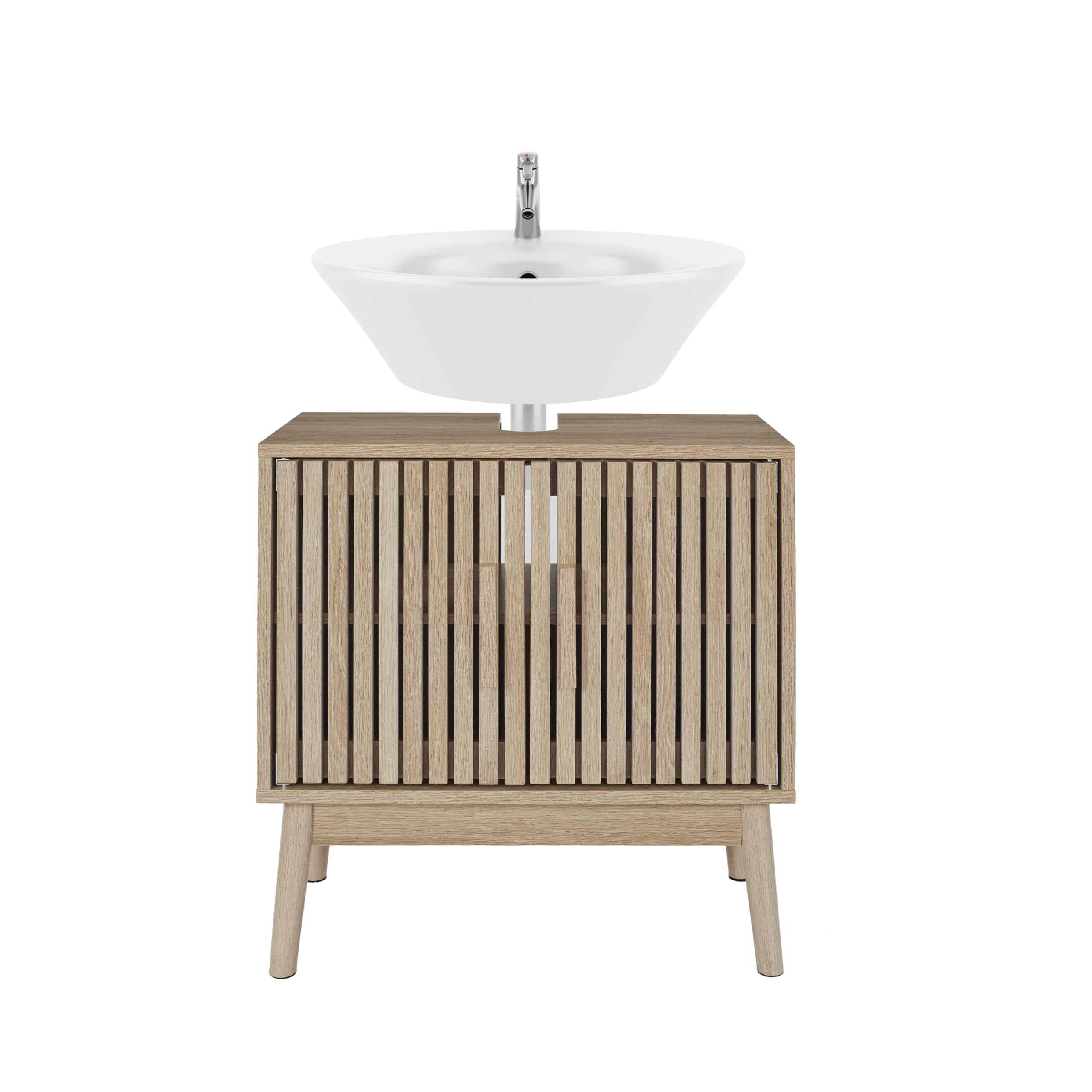 HOME DECO FACTORY Kartoffelstampfer aus Edelstahl Ergonomischer Griff Silber | Waschtischunterschrank aus Holz, Kollektion Klaus, Badezimmerfarbe Natural Crush, 60 x 70 cm, braun