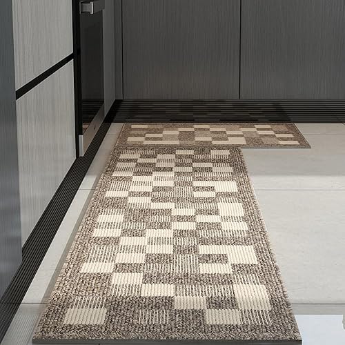 GIB - Juego de 2 alfombras de cocina de 17.7 x 28 pulgadas + 17.7 x 59 pulgadas, suaves, superabsorbentes, lavables a máquina, antideslizantes,