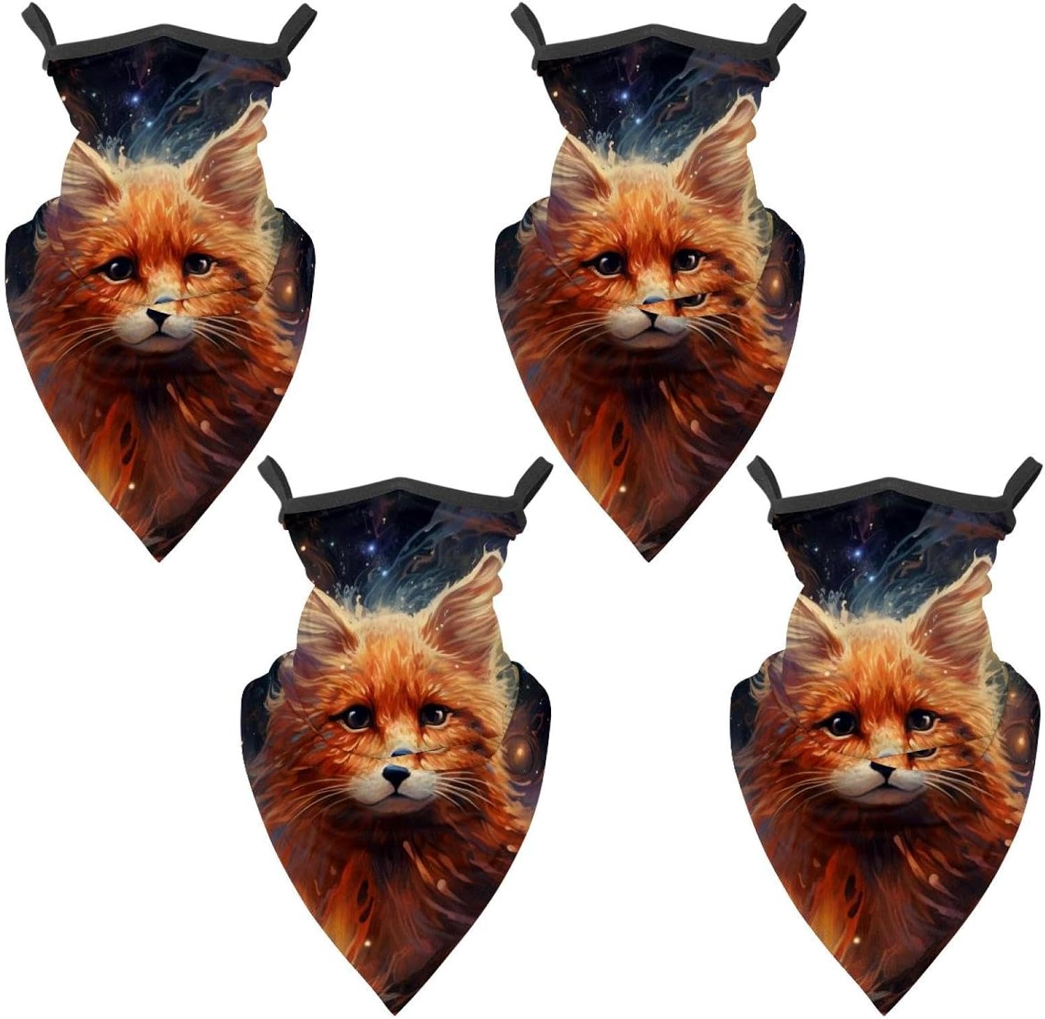 4 Pack Starry Animal Neck Gaiter Face Scarf Cover Sun Protection Balaclava Cloth Bandanas with Ear Loops