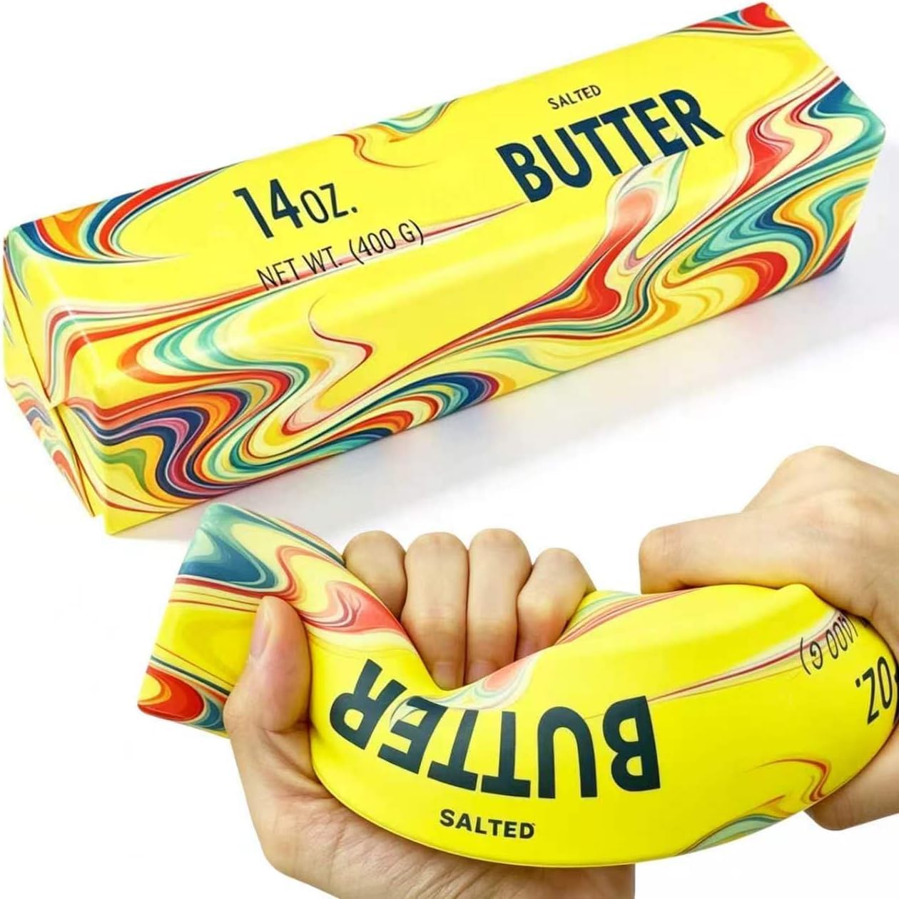 Rainbow Giant Butter Squishy - 14oz Big Jumbo Squishy Rainbow Butter Stick - Slow Rebound Big Butters Squeeze Stress Ball, Large Butters Fidget, Relief Slow Rising Fun for Anxiety Relief，Yellow：2