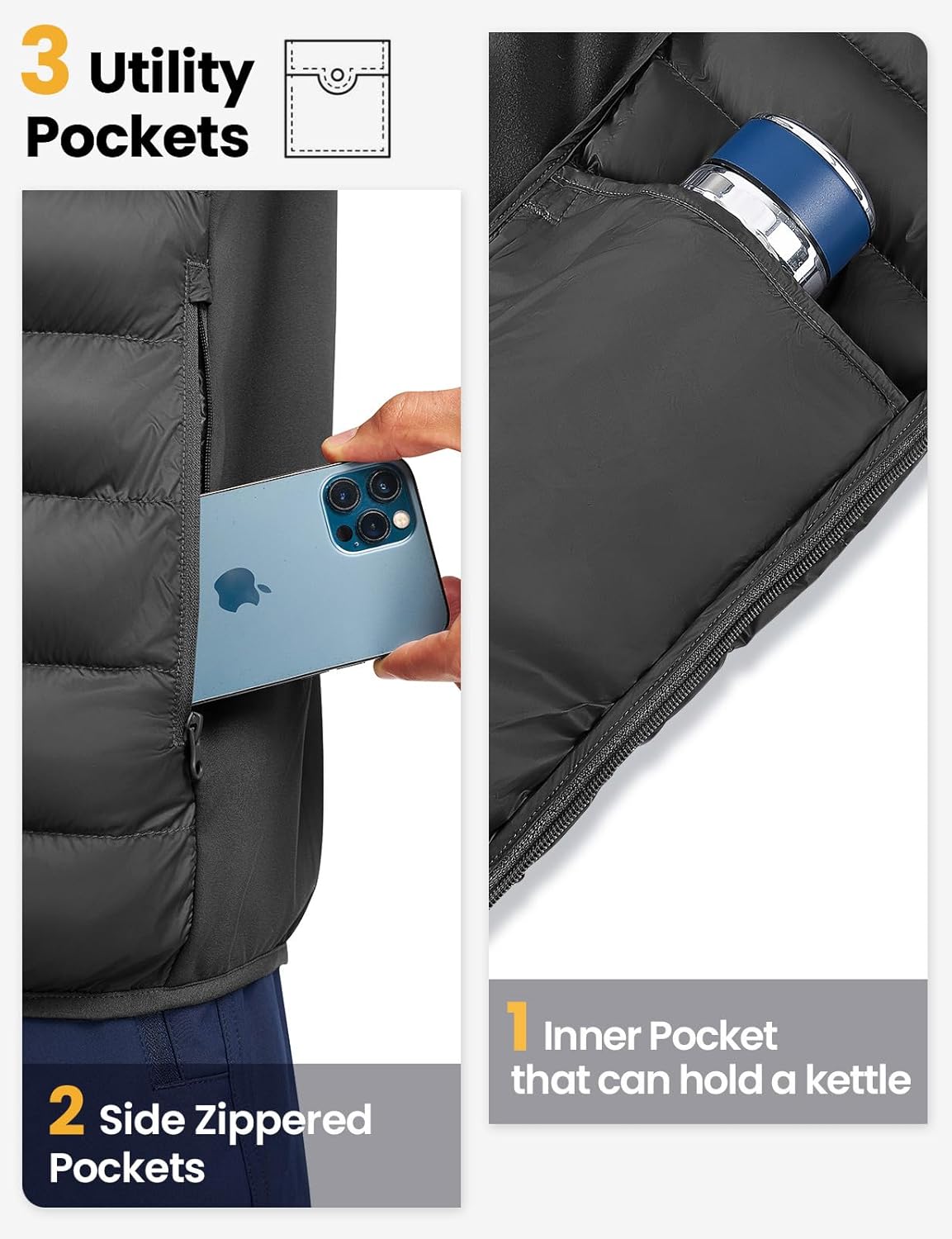 TBMPOY Men's Hybrid Puffer Jacket Lightweight Running Winter Warm Jacket Coat Insulated Golf - Image 4