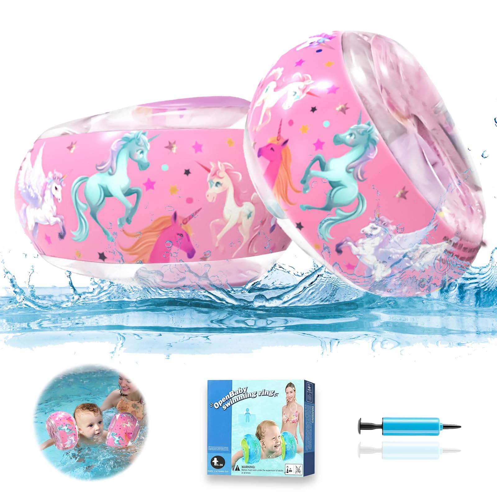 Betensh Schwimmflügel, Schwimmflügel Kinder 1-6 Jahre, Schwimmhilfe Baby ab 1 Jahr, Schwimmflügel Rosa, Schwimmhilfe und Swimsafe Gerät für Anfänger