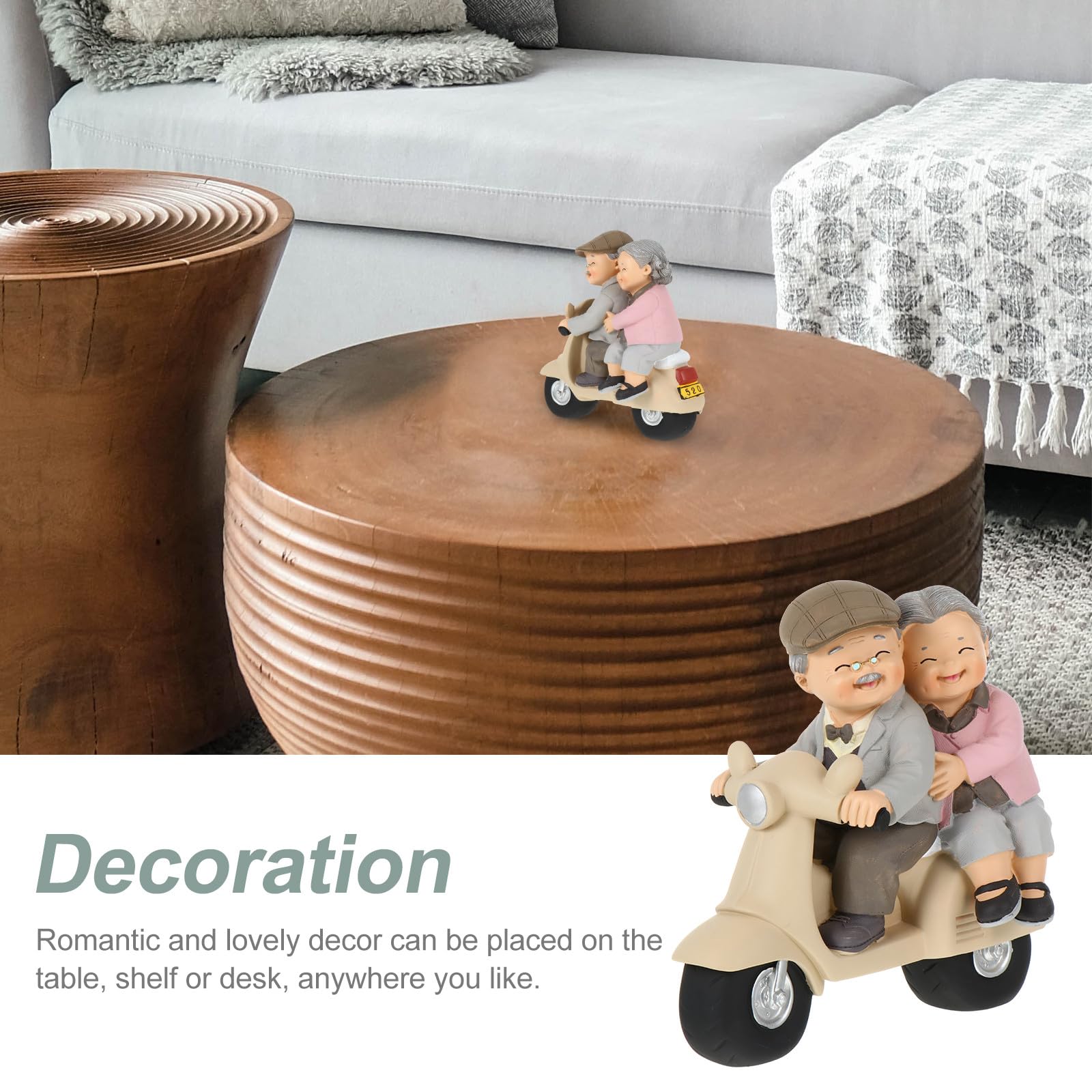 Tofficu Statuette in Resina di Coppia Anziana Romantica, Decorazione Delicata e Regalo per Anniversario o Compleanno, Ornamento da Tavolo