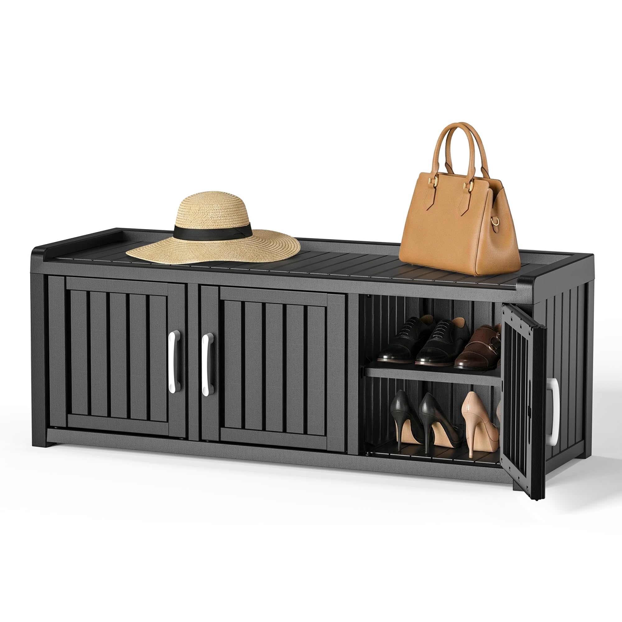 EFU Shoe Storage Bench 120Gal, Outdoor Entryway Bench,Shoe Storage Cabinet