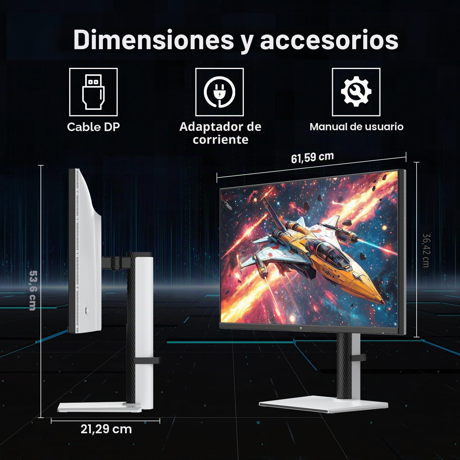 KTC Monitor de juegos QHD blanco de 27 pulgadas 300Hz/320Hz H27E6 | 2K 1440P, IPS rápido, FreeSync adaptativo, HDR400, altura/pivote/giro/inclinación ajustable, DP y HDMI