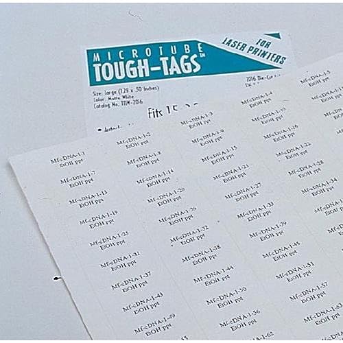 Diversified Biotech Tough-Tags TTSW-2240 - Etiqueta láser, 0.94 pulgadas de largo x 0.50 pulgadas de ancho, color blanco (paquete de 2975)