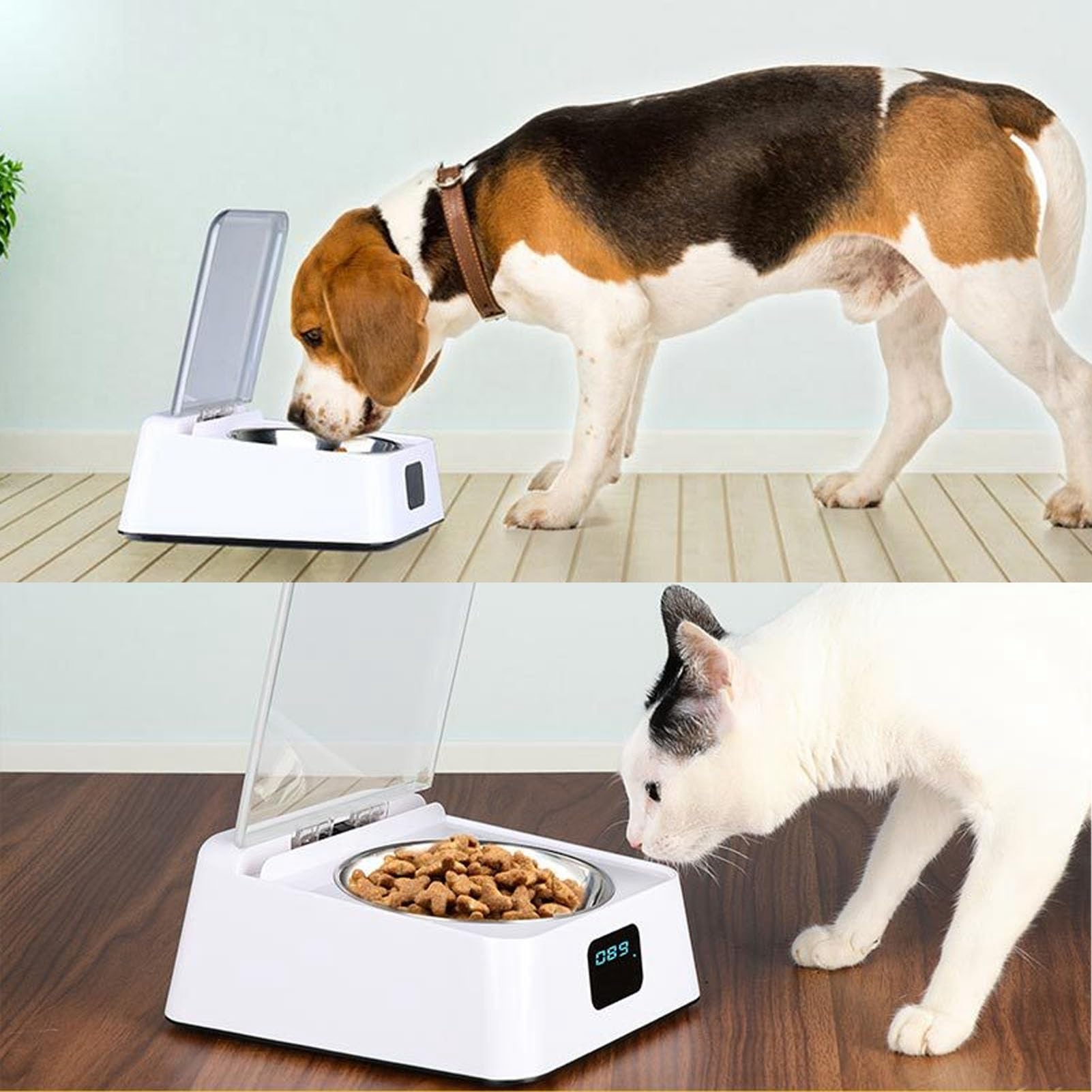 Pet Smart Feeder Induction Lid Opening Rechargeable Dog Cat Feeding Bowl for Small Medium Pet 350ml