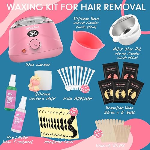 Miniatura 9 de MaxFlat - Kit de cera para mujeres y hombres, kit de cera digital MaxFlat con 51 accesorios de cera de 17.6 onzas, cera brasileña para axila de